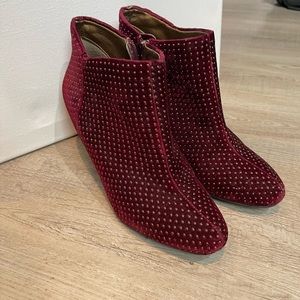 Velvet Burgandy’s ankle boots